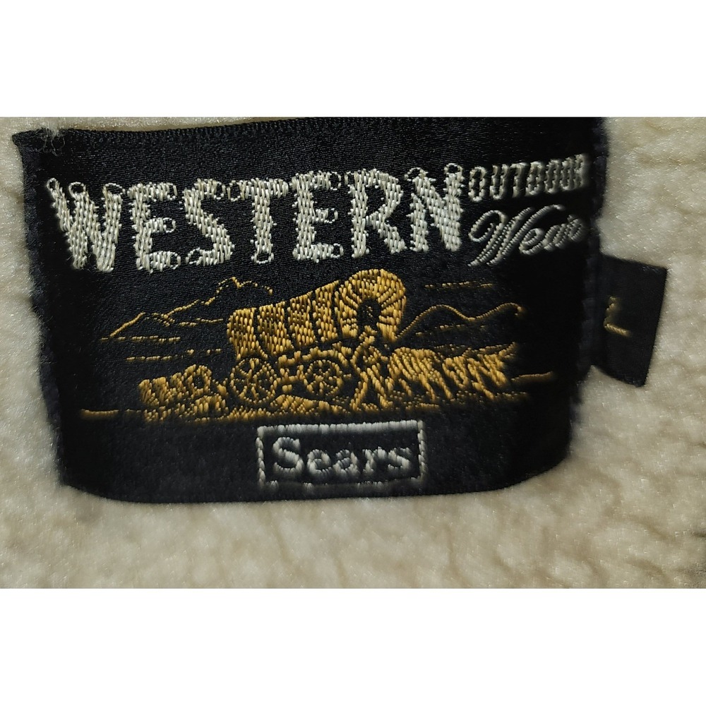 VTG Western Outfitters Sears Warm Mens Suede Shearling Lined Heavy Jacket Size L - Picture 4 of 7